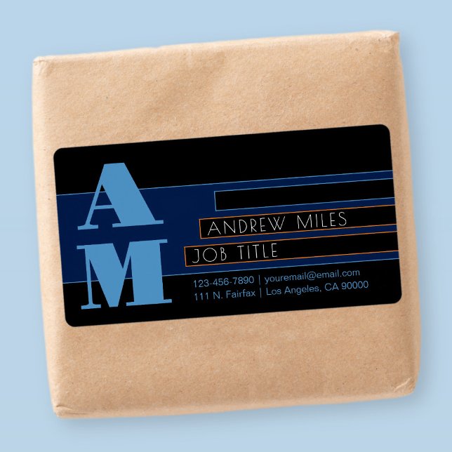 Retro-modern Monogram & Editable Shapes & Colors Label (Creator Uploaded)