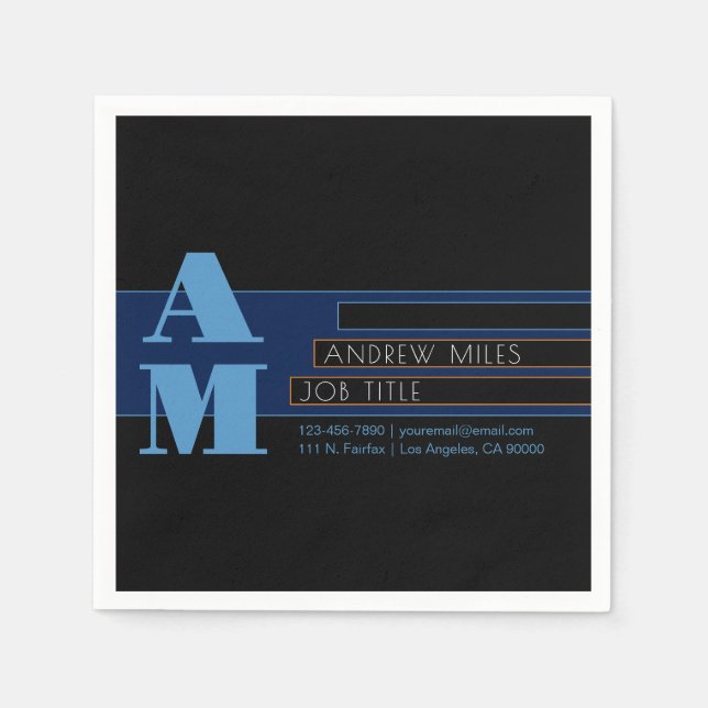 Retro-modern Monogram & Editable Shapes & Colors Napkins (Front)