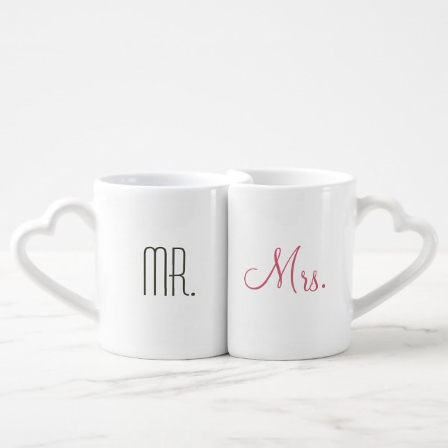 Retro Modern Mr. and Mrs. Coffee Mug Set (Front Nesting)