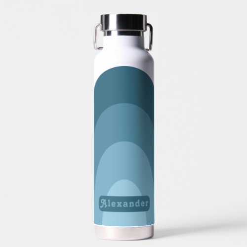 Retro Modern Name Blue Water Bottle