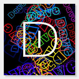 Retro-Modern Name & Monogram Bright Colors & Black Foam Board