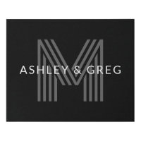Retro Modern Name/s Editable Monogram Black & Gray