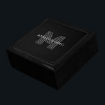 Retro Modern Name/s Editable Monogram Black & Gray Gift Box<br><div class="desc">Stylish customizable retro-modern monogram,  edit as you wish!</div>