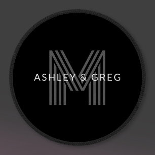 Retro Modern Name/s Editable Monogram Black & Gray Patch