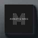 Retro Modern Name/s Editable Monogram Black & Gray Plaque<br><div class="desc">Stylish customizable retro-modern monogram,  edit as you wish!</div>