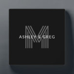 Retro Modern Name/s Editable Monogram Black & Gray Plaque<br><div class="desc">Stylish customizable retro-modern monogram,  edit as you wish!</div>