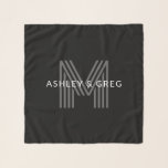 Retro Modern Name/s Editable Monogram Black & Gray Scarf<br><div class="desc">Stylish customizable retro-modern monogram,  edit as you wish!</div>