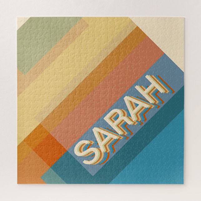 Retro-Modern Name w/Geometric Shapes & Colors  Jigsaw Puzzle (Vertical)
