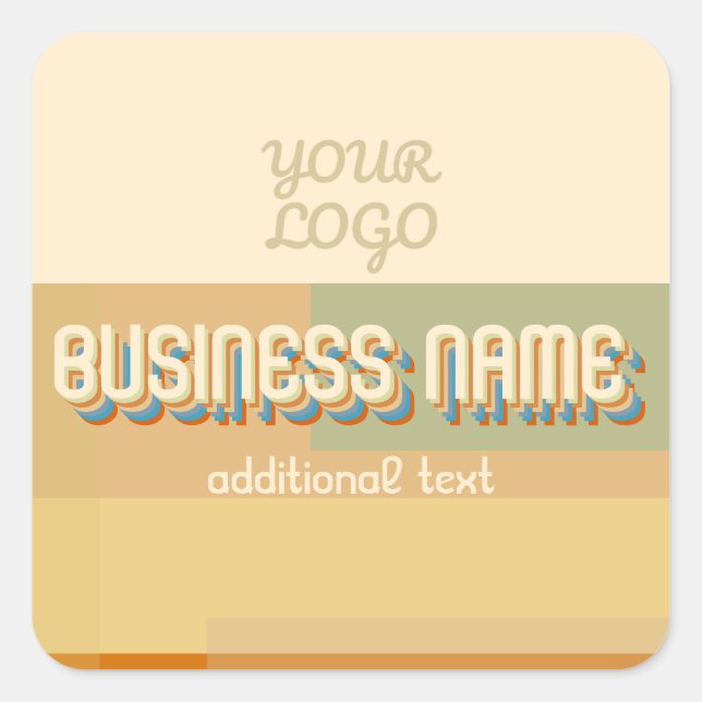 Retro-Modern Name w/Geometric Shapes & Colors Square Sticker (Front)