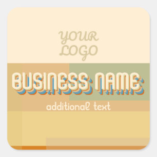 Retro-Modern Name w/Geometric Shapes & Colors Square Sticker