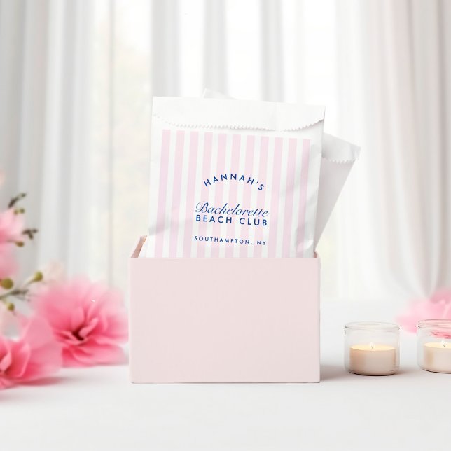 Retro Modern Navy & Pink Stripes Bachelorette Favor Bag (Retro Modern Navy & Pink Stripes Bachelorette Favor Bag)