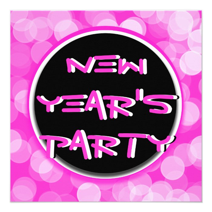 Retro modern New Year holiday party hot pink black Custom Invite