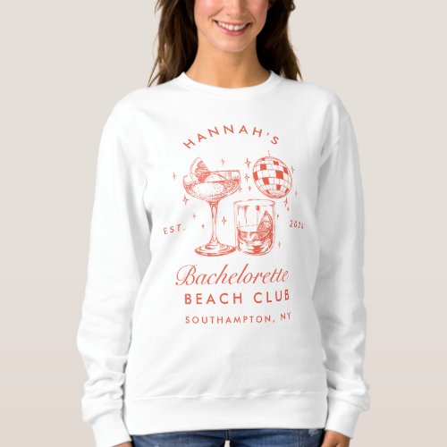 Retro Modern Orange & Blue Stripes Bachelorette Sweatshirt