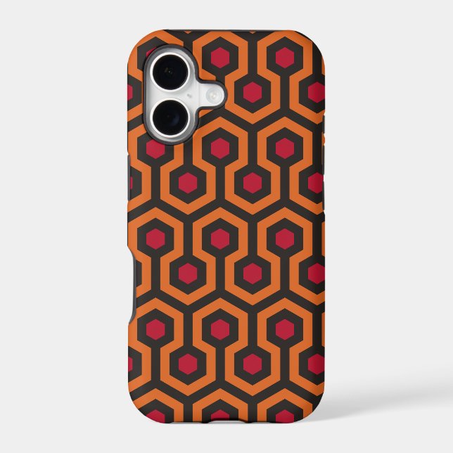 Retro Modern Orange Red Brown Hexagon Pattern Case-Mate iPhone Case (Back)