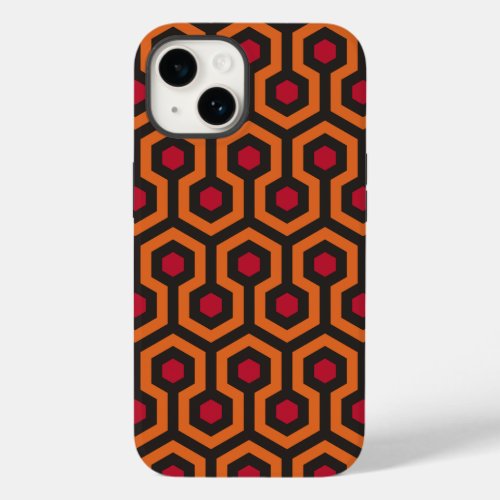 Retro Modern Orange Red Brown Hexagon Pattern Case_Mate iPhone 14 Case