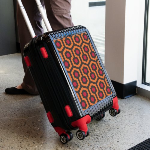 Retro Modern Orange Red Brown Hexagon Pattern Luggage