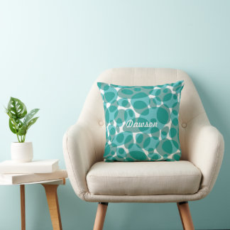 Retro Modern Oval Abstract Teal Pillow