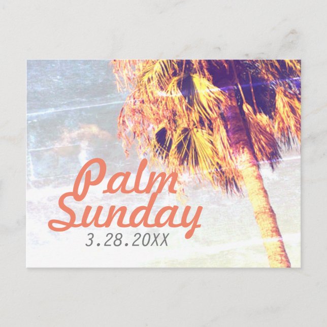 Retro Modern Palm Sunday in Orange Postcard (Front)