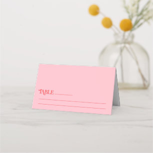 Retro Modern Pink and Red Wedding Table Place Card