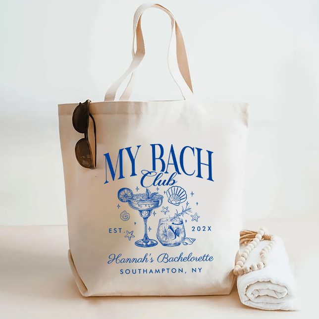 Retro Modern Pink & Blue Bachelorette Weekend Tote Bag (Creator Uploaded)