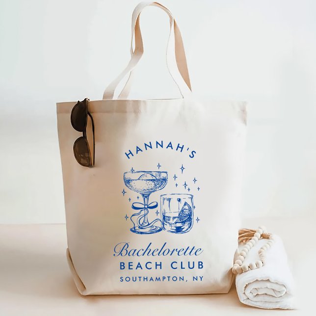 Retro Modern Pink & Blue Bachelorette Weekend Tote Bag (Creator Uploaded)