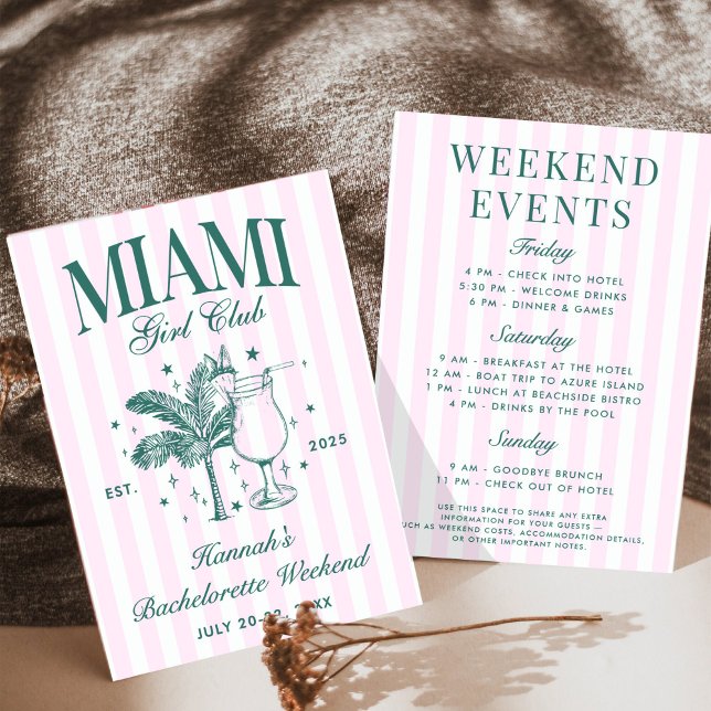 Retro Modern Pink & Green Miami Bachelorette Party Invitation (Creator Uploaded)