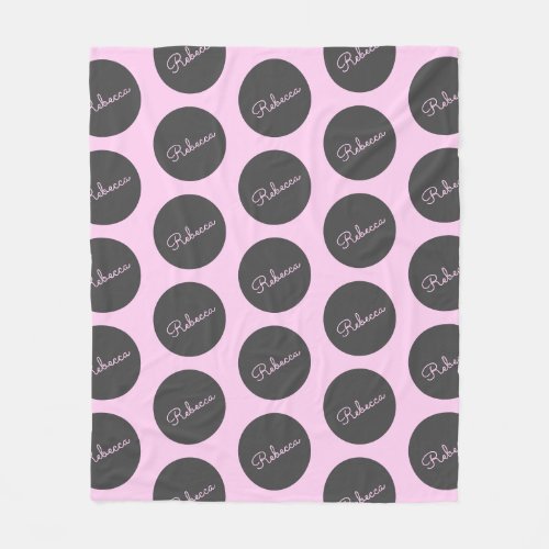 Retro_modern Pink  Grey Modern Polka Dot Design Fleece Blanket