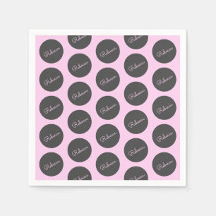 Retro-modern Pink & Grey Modern Polka Dot Design Napkins