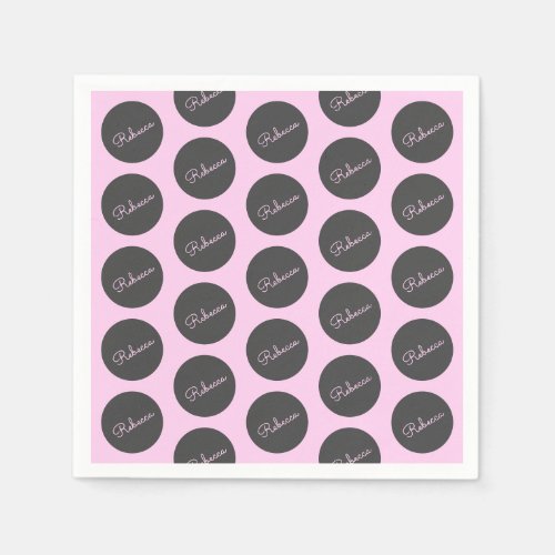 Retro_modern Pink  Grey Modern Polka Dot Design Napkins