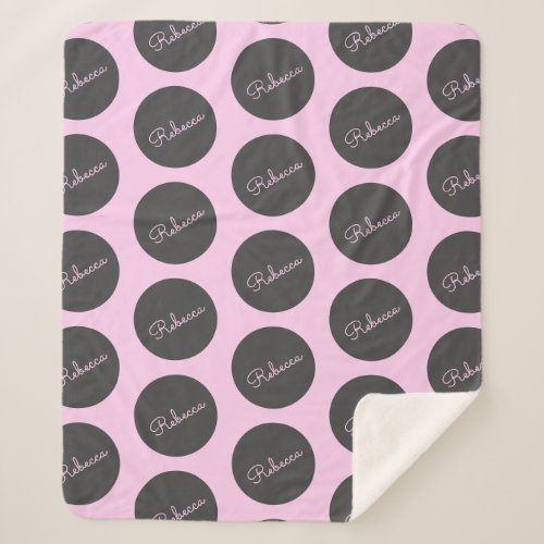 Retro_modern Pink  Grey Modern Polka Dot Design Sherpa Blanket