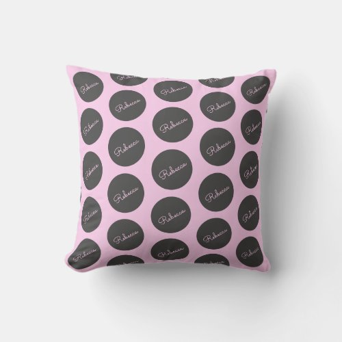 Retro_modern Pink  Grey Modern Polka Dot Design Throw Pillow