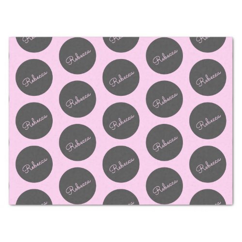 Retro_modern Pink  Grey Modern Polka Dot Design Tissue Paper