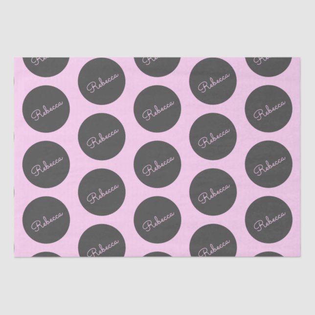 Retro-modern Pink & Grey Modern Polka Dot Design Tissue Paper (Front)