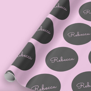 Retro-modern Pink & Grey Modern Polka Dot Design Wrapping Paper