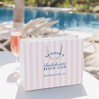 Retro Modern Pink & Navy Bachelorette Large Gift Bag