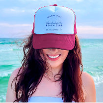 Retro Modern Pink & Navy Bachelorette Trucker Hat