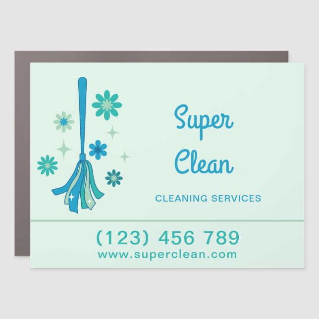 Retro Modern Professional House Cleaning Services Car Magnet (Front)