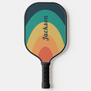 Retro Modern Rainbow Arch Personalized Pickleball Paddle