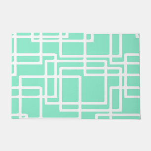 Retro Modern Rectangles On Diluted Aqua Doormat