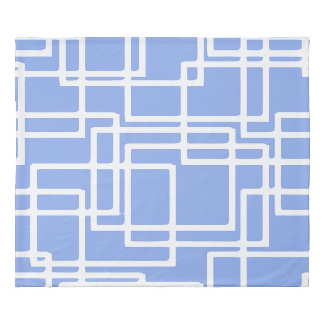 Retro Modern Rectangles On Summer Sky Blue Duvet Cover (Back)