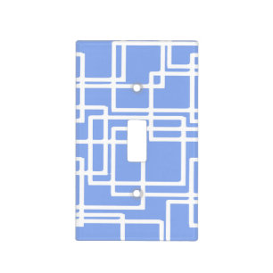Retro Modern Rectangles On Summer Sky Blue Light Switch Cover