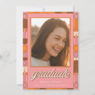 Retro Modern Script Graduate Photo Graduation Announcement