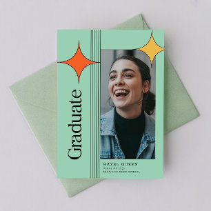 Retro Modern Script Photo Graduation Thank You Postcard