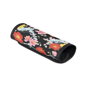 Retro Modern Seigaiha Sakura Flowers Japan party Luggage Handle Wrap