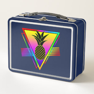 Retro Modern Silhouette Pineapple Summer Fruit Metal Lunch Box