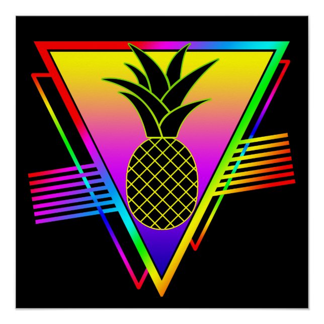 Retro Modern Silhouette Pineapple Summer Fruit Poster (Front)