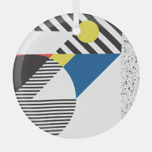 Retro Modern Style Background Design Glass Ornament