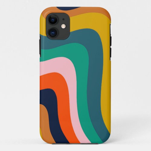 Retro modern swirl background iPhone 11 case