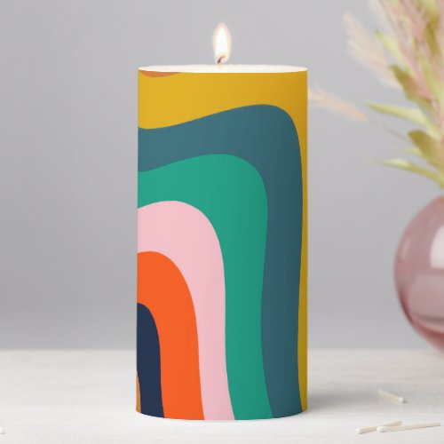 Retro modern swirl background pillar candle