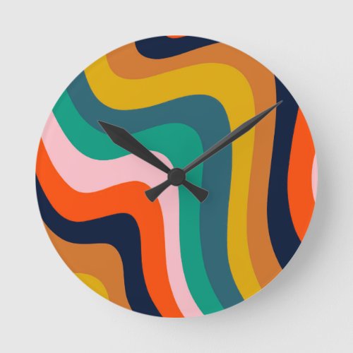 Retro modern swirl background round clock